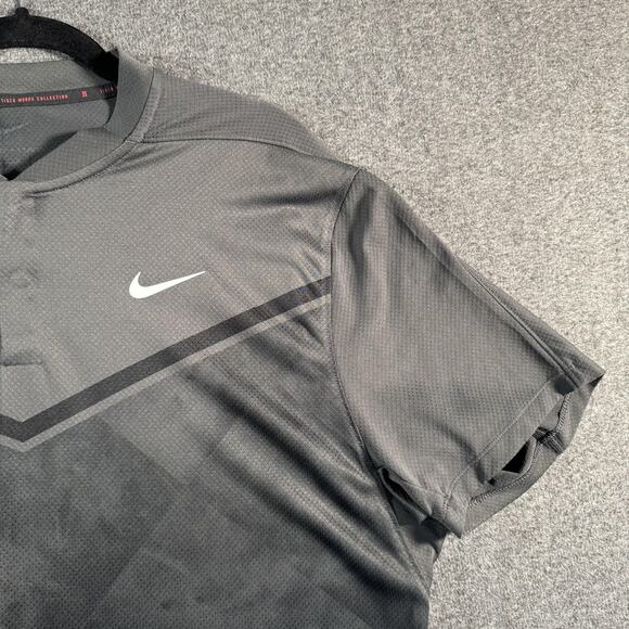 Nike Polo Shirt Mens XL Gray Tiger Woods Dri-FIT ADV Blade Collar Golf - Picture 7 of 12